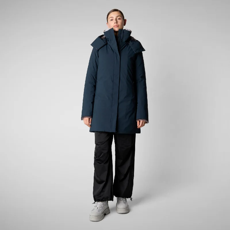 Women's hooded parka Samantah in blue black Hoodie Jacket Zipper Layering