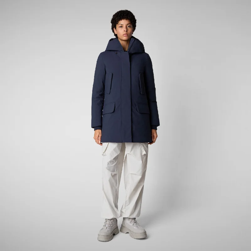 Women's hooded parka Soleil in navy blue Graphic Hoodie Design Print
