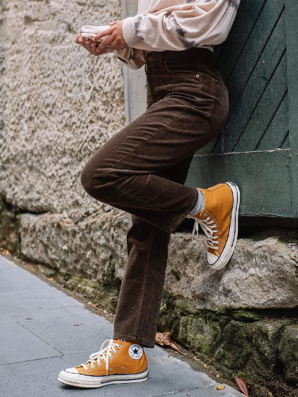 Stoned Straight Corduroy Pants - Espresso Trendy Tapered Pants