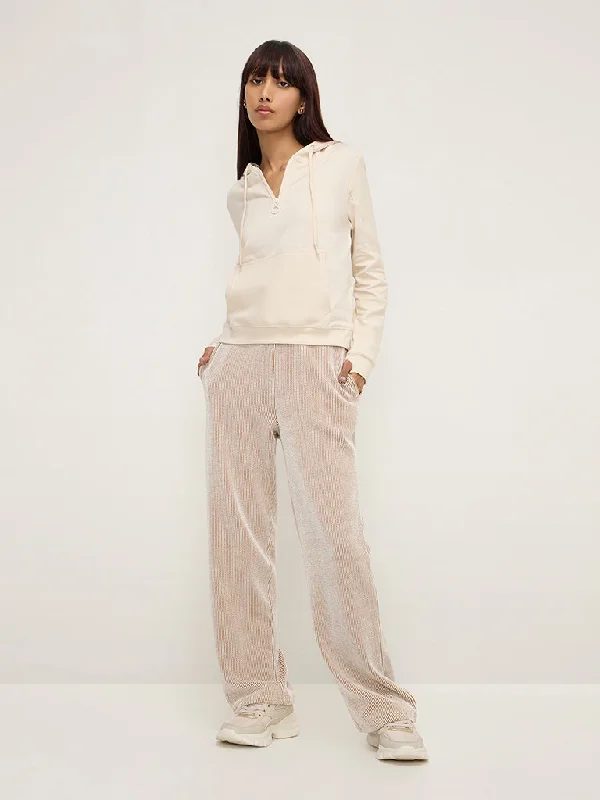 Studiofit Brown Textured High-Rise Track Pants High-Waist Yoga Pants