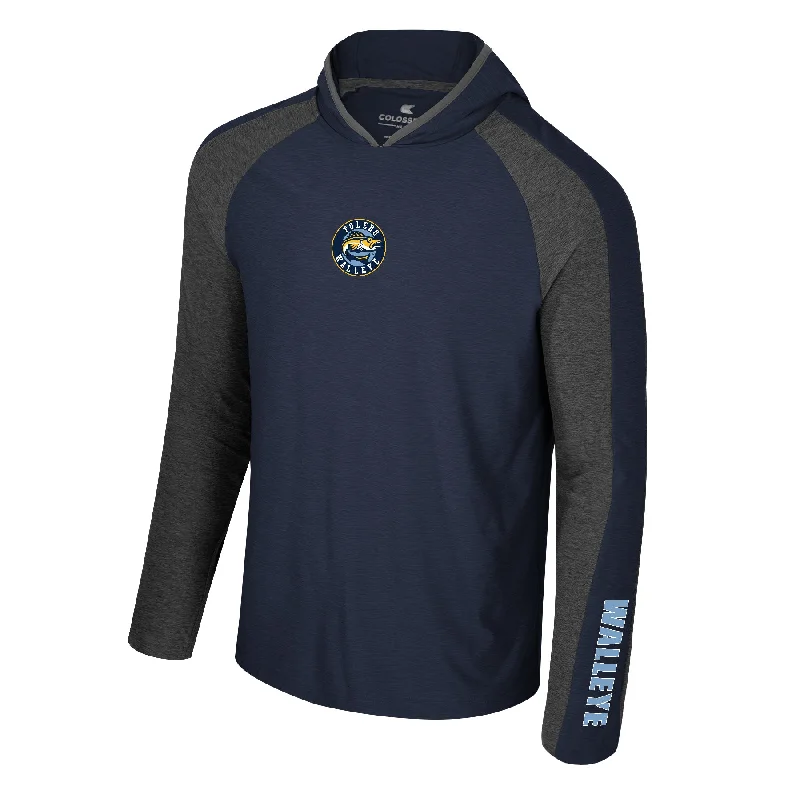 Toledo Walleye Marty Hooded Long Sleeve T Hoodie with Mesh Breathable Sporty