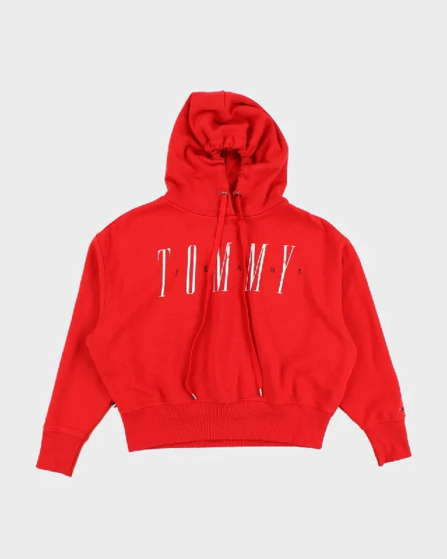 Tommy Hilfiger Red Hoodie - XS Hoodie with Hem Elastic Stretchable Comfortable