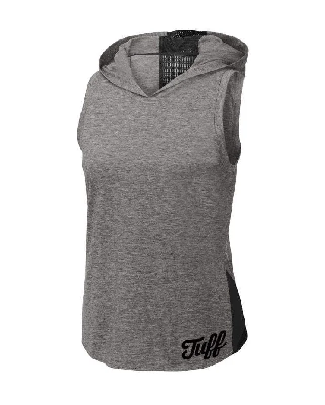 TUFF Small Script Women's Mesh Hoodie Tank Hoodie with Lining Warm Insulated