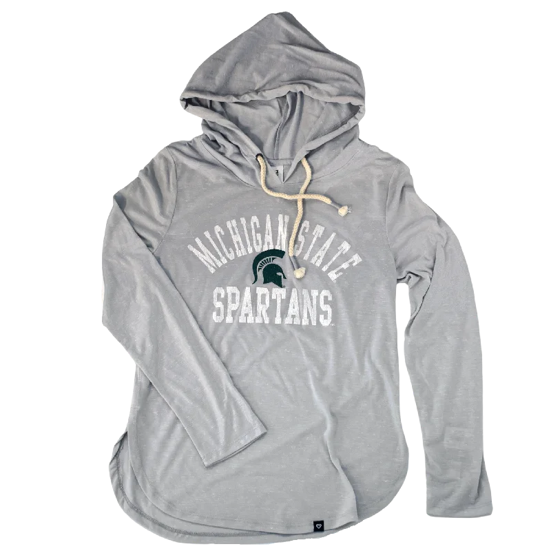 Michigan State Spartans Cora Hooded T-shirt Hoodie with Monochrome Minimalist Simple