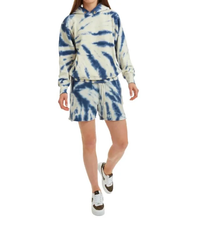 Vintage Texture Fleece Cropped Hoodie - Unisex In Tie Dye Hoodie with Elastic Waist Stretchable Comfortable