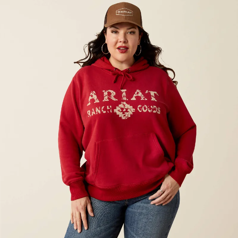 Ranch Goods Hoodie - Rio Red Hoodie with Hem Embroidery Detailed Premium
