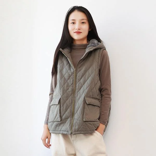 Women 2020 Autumn New Sleeveless Hooded Pockets Chinese Style Women Cloths Loose Vests Hoodie with Illustration Artistic Creative Women 2020 Autumn New Sleeveless Hooded Pockets Chinese Style Women Cloths Loose Vests Hoodie with Illustration Artistic Creative