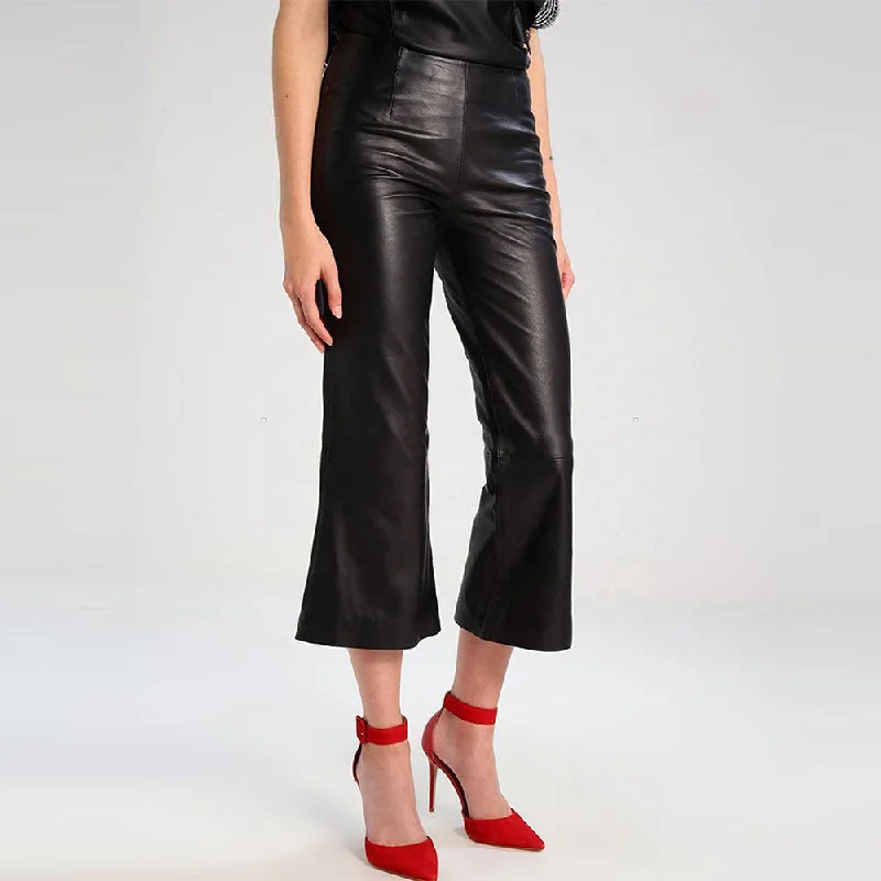 Women's Leather Flare Pants - Susy Elegant Dress Pants