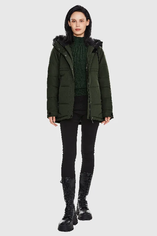 Faux Fur Hooded Mountain Parka Hoodie with Pocket Utility Practical