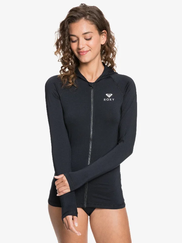 Womens Essentials Hooded UPF 50 Long Sleeve Rashguard Hoodie Jacket Zipper Layering