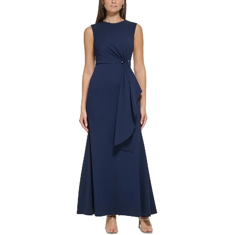 Womens Knit Side Ruched Evening Dress