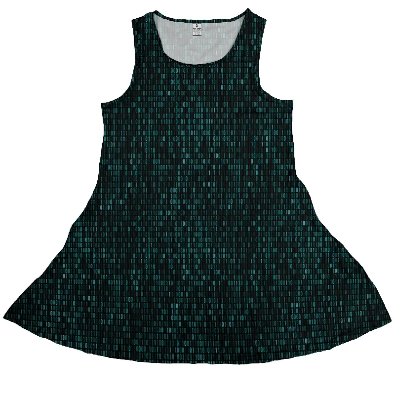 Binary Computer 1s And 0s Teal Black Dress