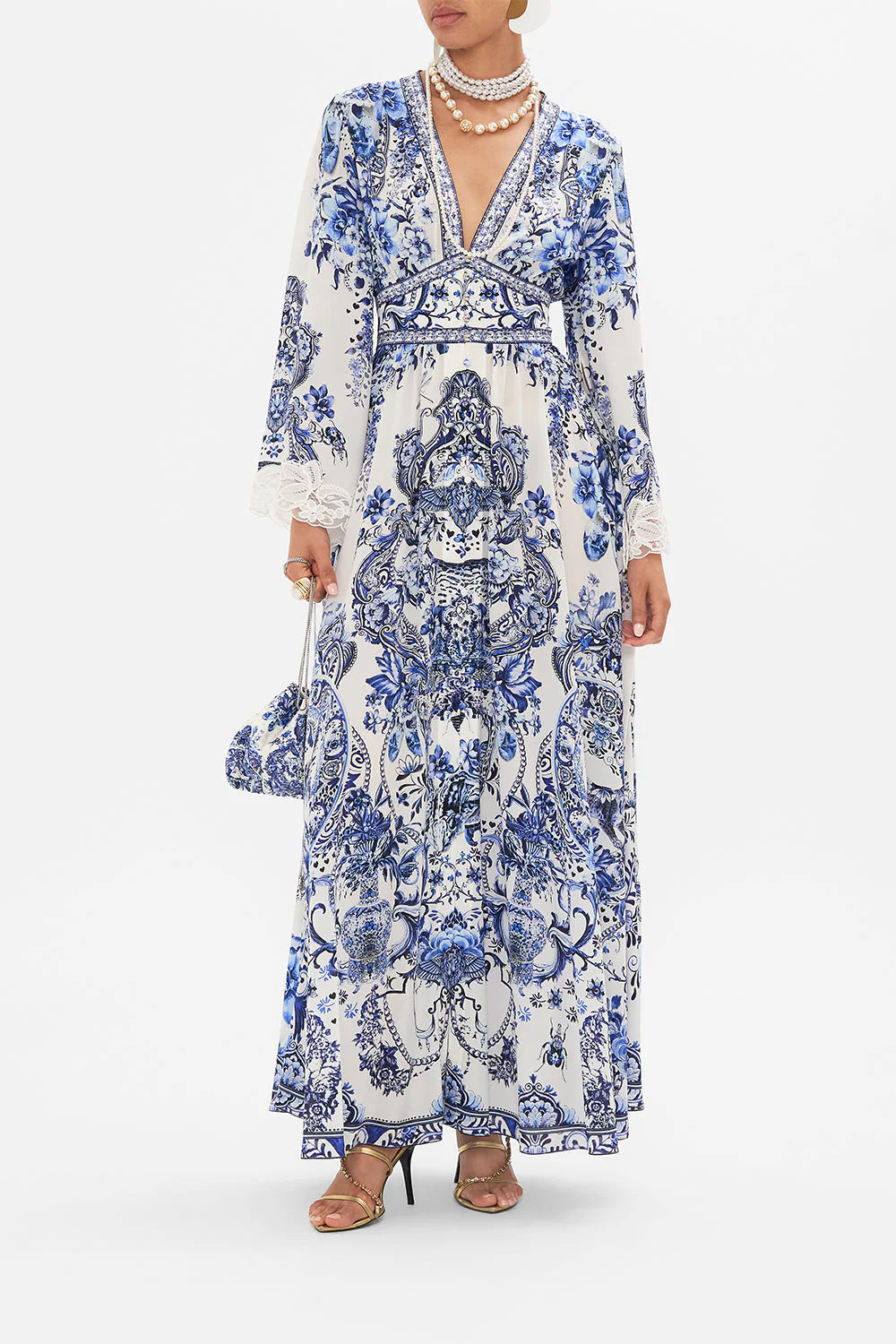 CAMILLA KIMONO SLEEVE DRESS WITH SHIRRING DETAIL IN GLAZE AND GRAZE
