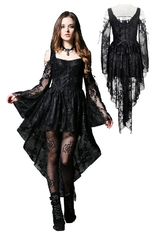 Gothic dress of ghost cocktail lace with button row DW053BK