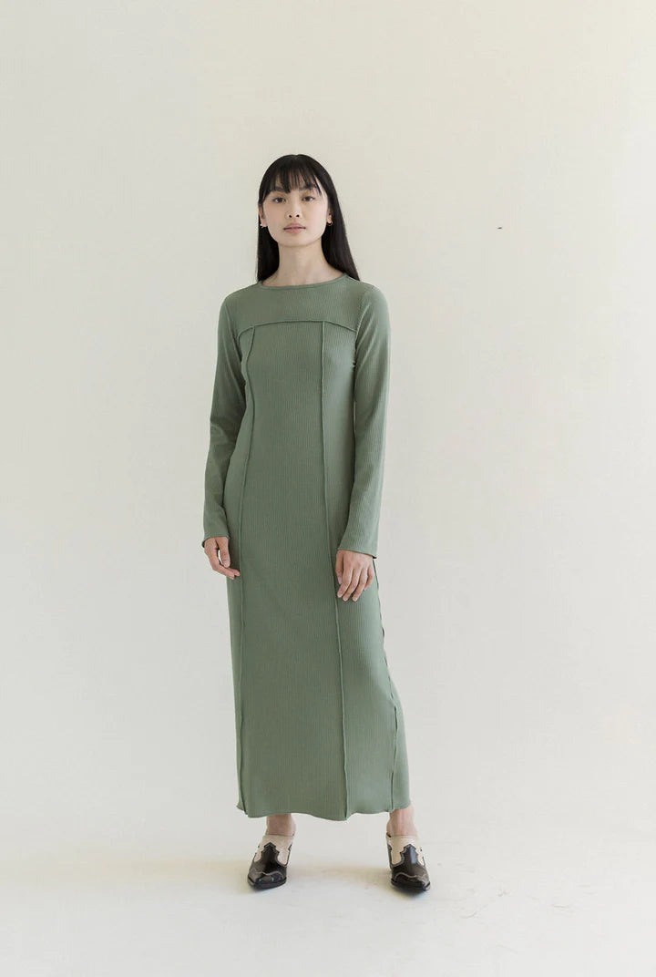 Eliot Rib Dress | Matcha Rib