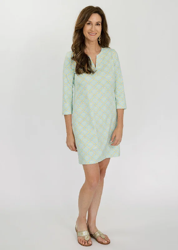 Lucille 3/4 Sleeve Dress - Bamboo Circles w/Shells