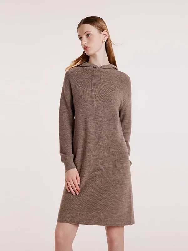 Machine Washable Wool Hooded Knit Dress
