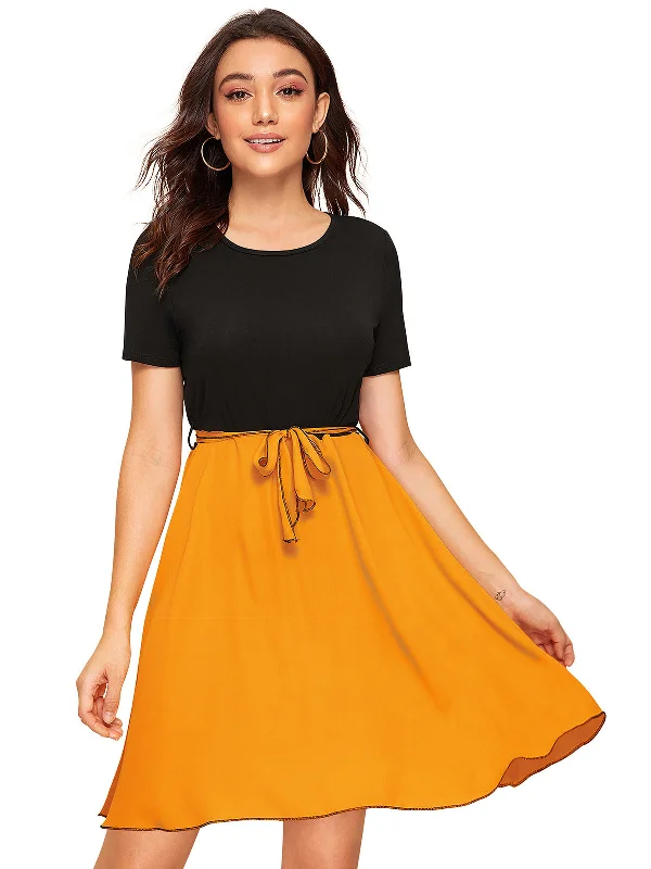 Odette Yellow Knit Fabric Dress For Women