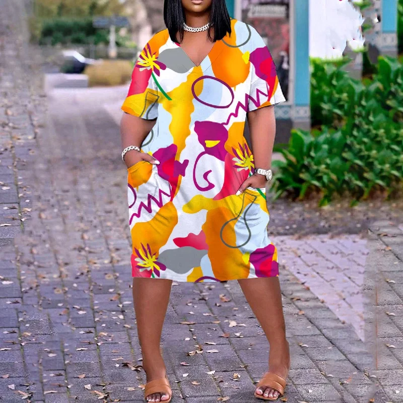 Plus Size Women Clothing Type Classic Printing Dress