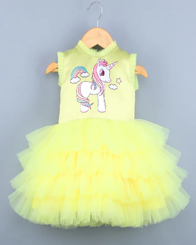 Pre-Order: Rainbow Unicorn Yellow Dress