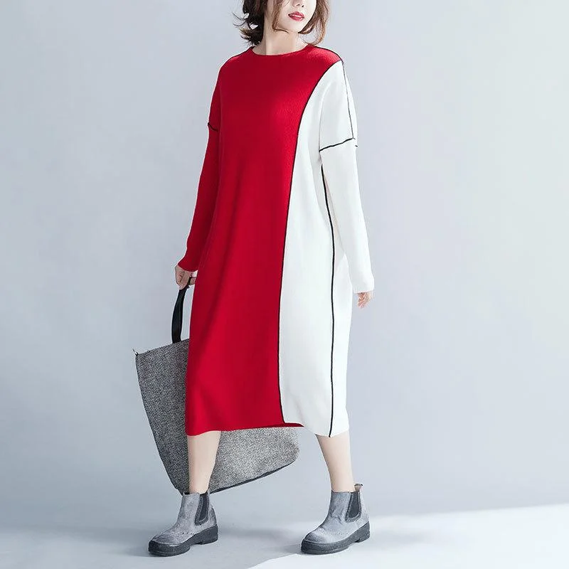 Red & White Patchwork Dress