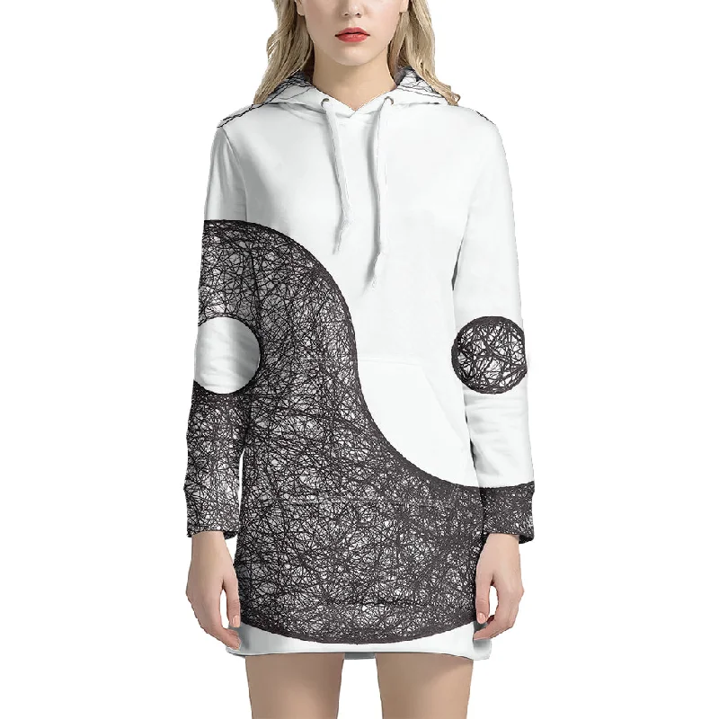 Roots Yin Yang Print Pullover Hoodie Dress