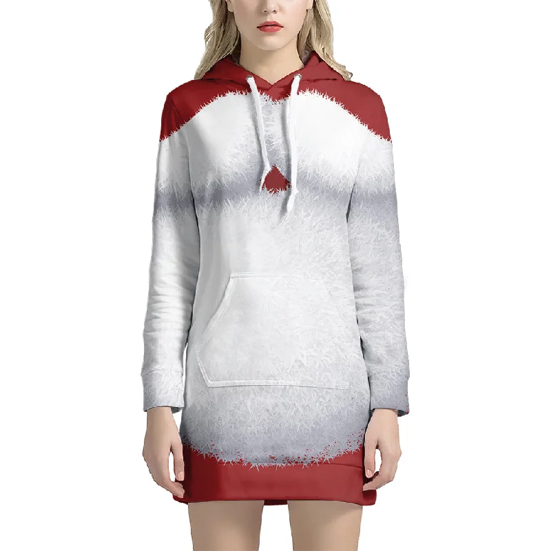 Santa Claus Beard Print Pullover Hoodie Dress