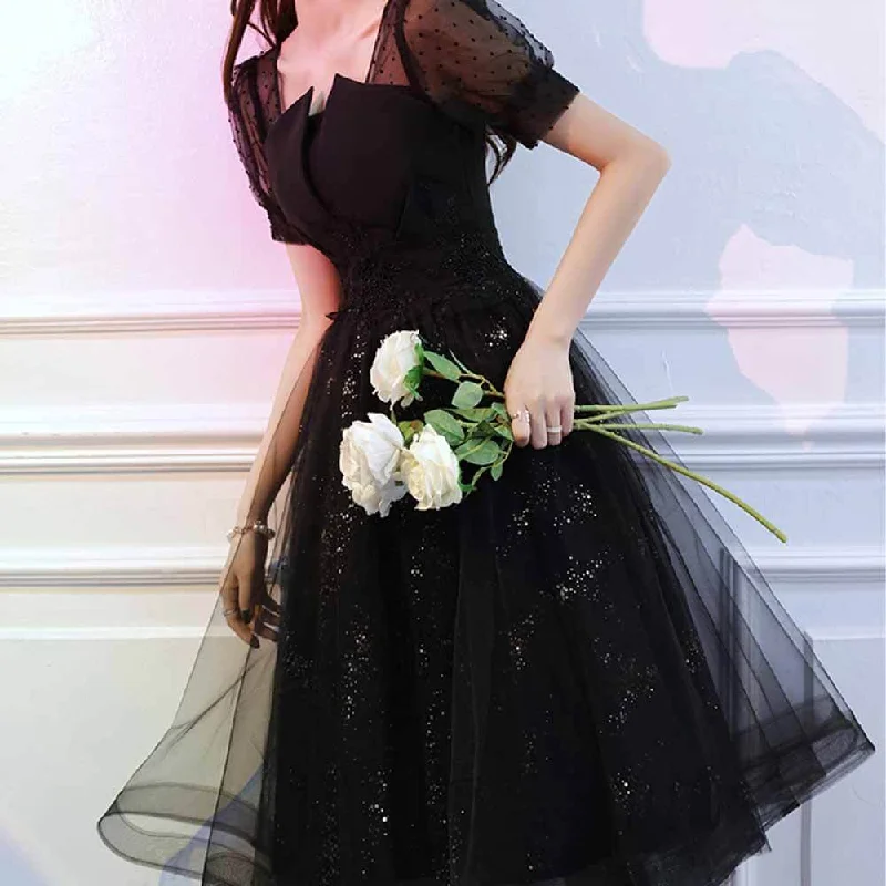 Sparkling Square Neck Banquet Evening Dress