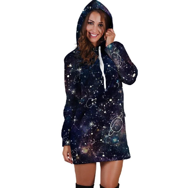Star Constellation Galaxy Space Hoodie Dress