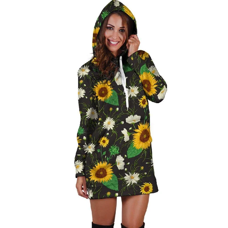 Sunflower And Chamomile Hoodie Dress