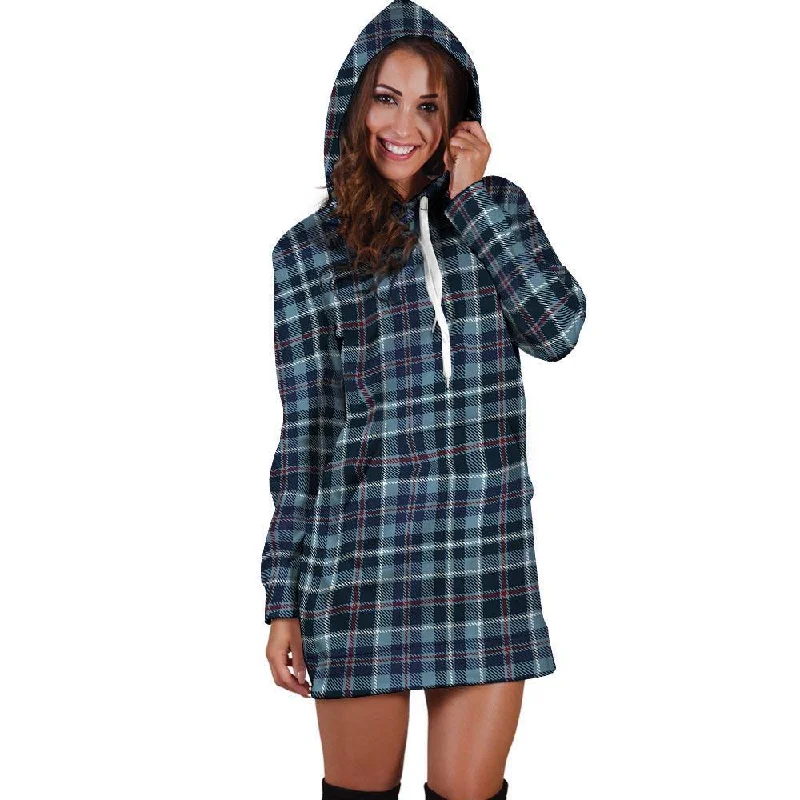 Tartan Blue Plaid Hoodie Dress