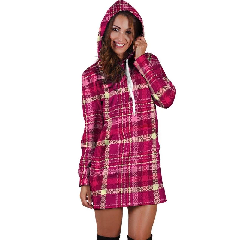 Tartan Pink Plaid Hoodie Dress