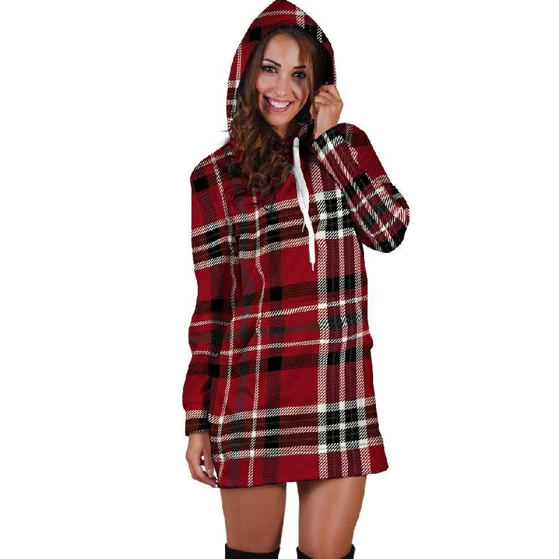 Tartan Plaid Print Hoodie Dress