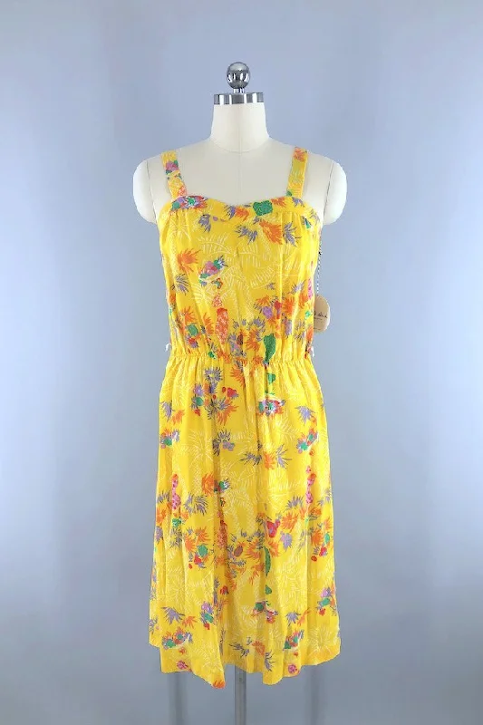 Vintage Tropical Print Sundress
