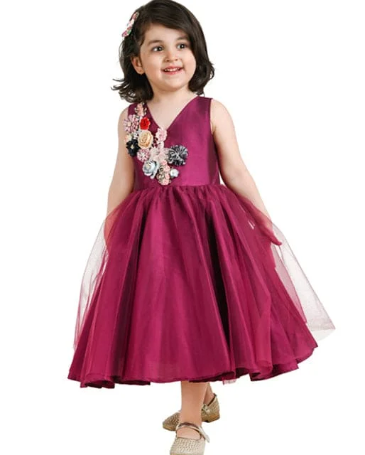 Wine Flower Patch Dress