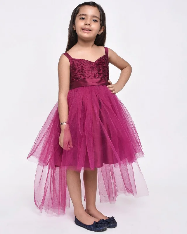 Wine Net Dress with Tail