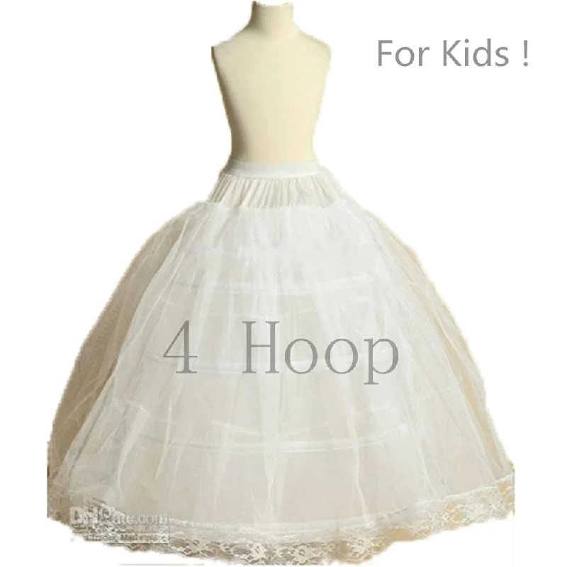 4 Hoop Petticoat With Lace Appliqué -  Girls Ball Gown Underskirt corduroy skirt durable