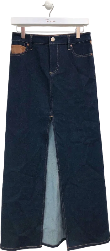 Alice + Olivia Blue Denim Maxi Skirt UK W26 cotton skirt soft