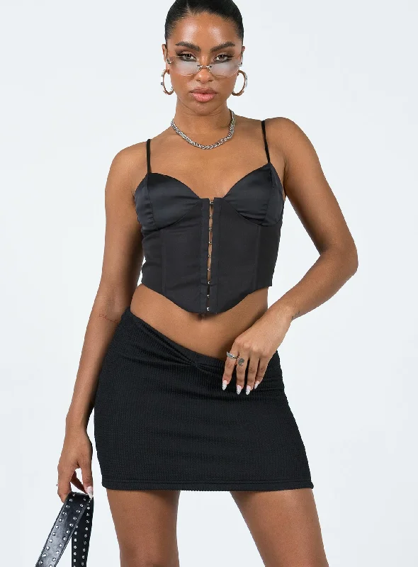 Berrima Mini Skirt Black silk skirt smooth