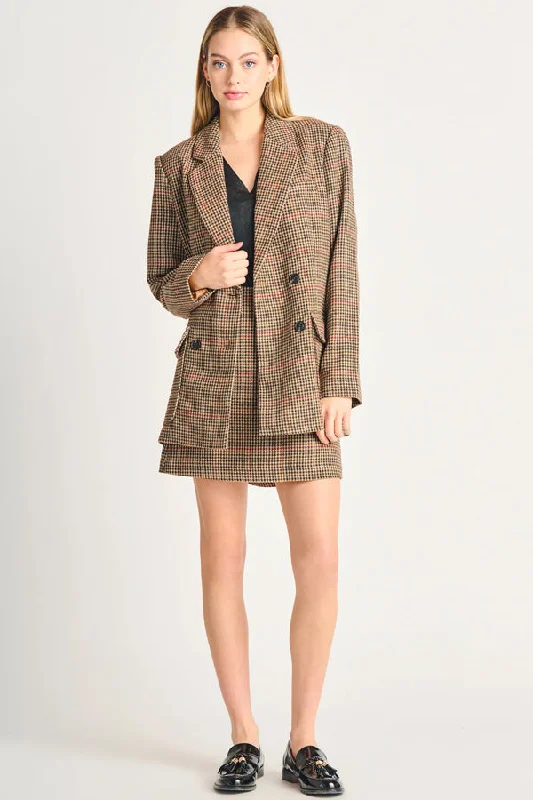 Black Tape Houndstooth Mini Skirt satin skirt smooth