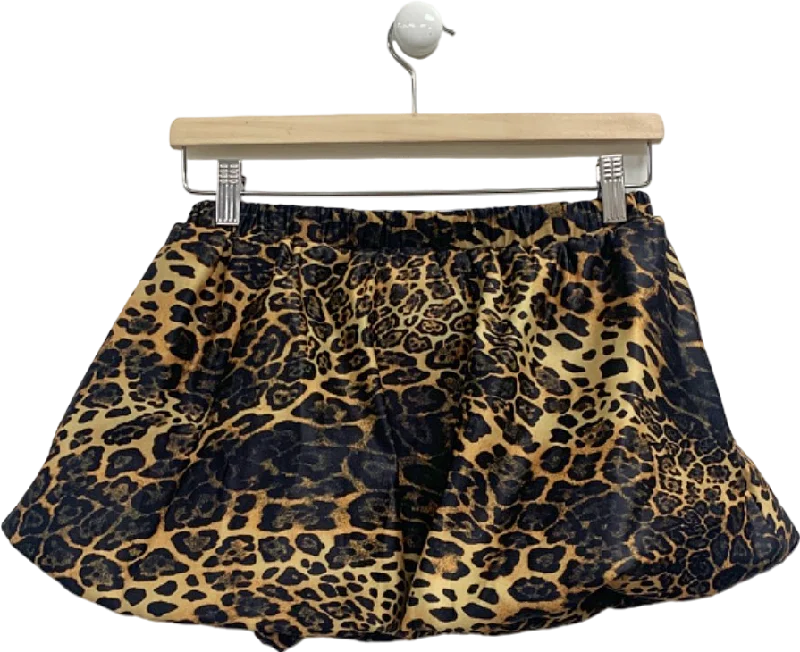 Boohoo Leopard Print Skirt UK 8 flowy skirt hem