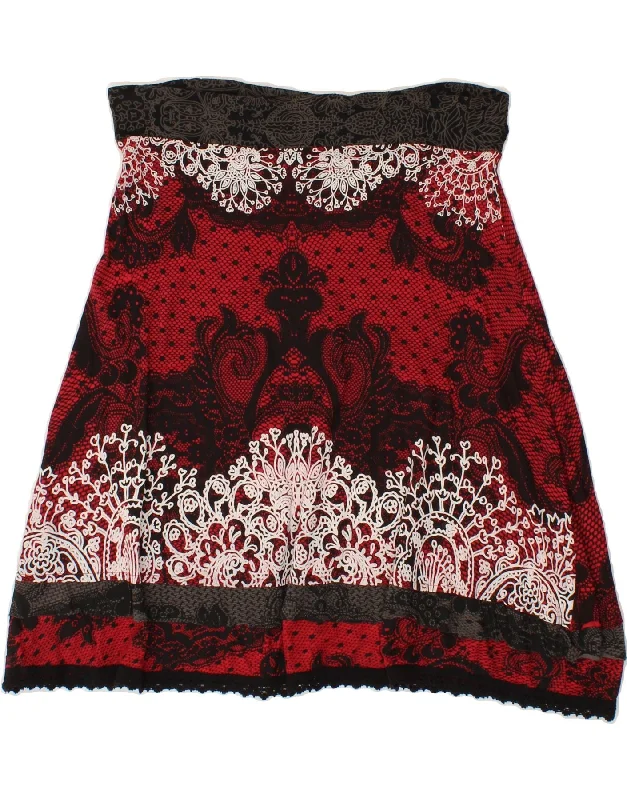 DESIGUAL Womens A-Line Skirt Medium W30 Red Paisley Viscose velvet skirt plush