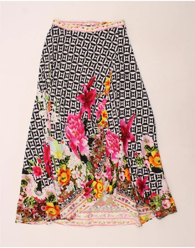 DESIGUAL Womens Wrap Skirt EU 38 Medium W28  Multicoloured Floral Viscose denim skirt classic