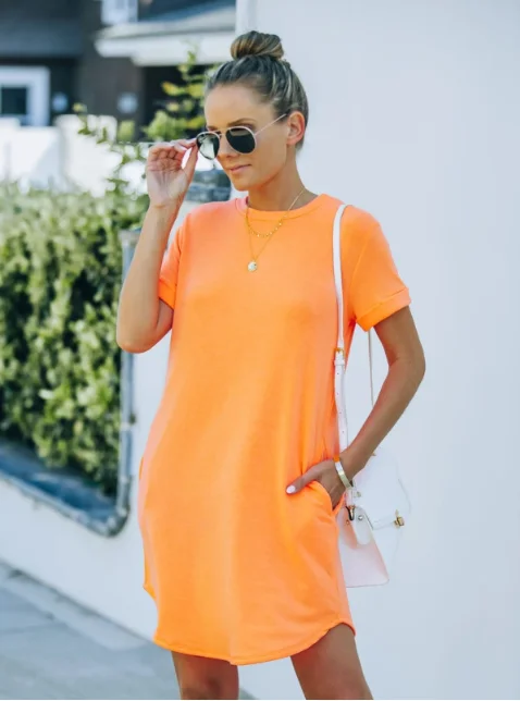 Solid color irregular tennis short sleeve dress T-shirt skirt velvet skirt glossy