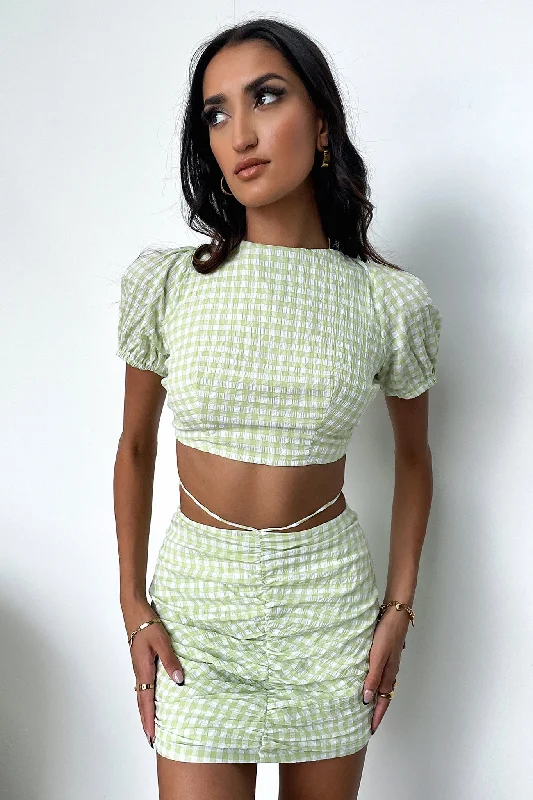 Gabby Skirt - Green linen skirt airy