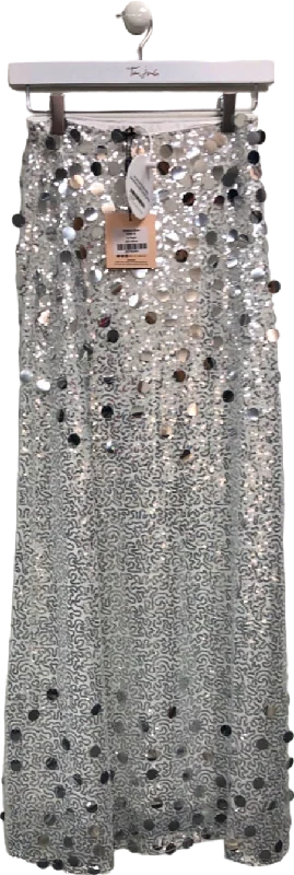Girl In Mind Silver Sequin Skirt UK 8 lace skirt delicate