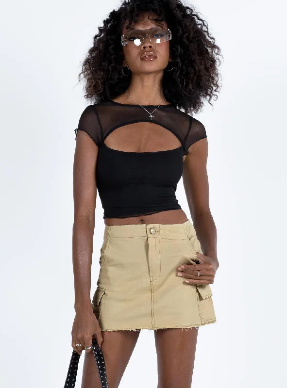 Goodburn Mini Skirt Beige lace skirt elegant