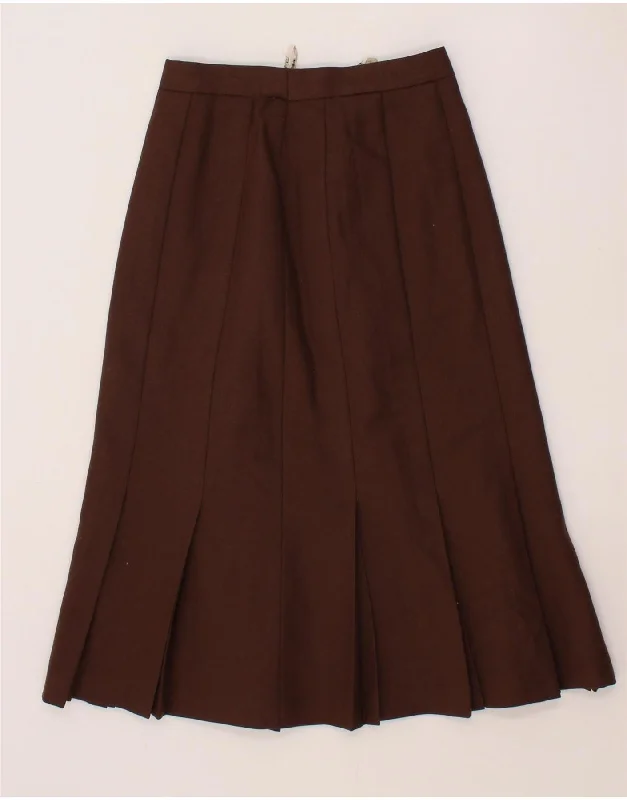 GOR'RAY Womens A-Line Skirt UK 12 W28 Medium Brown New Wool chiffon skirt flowing
