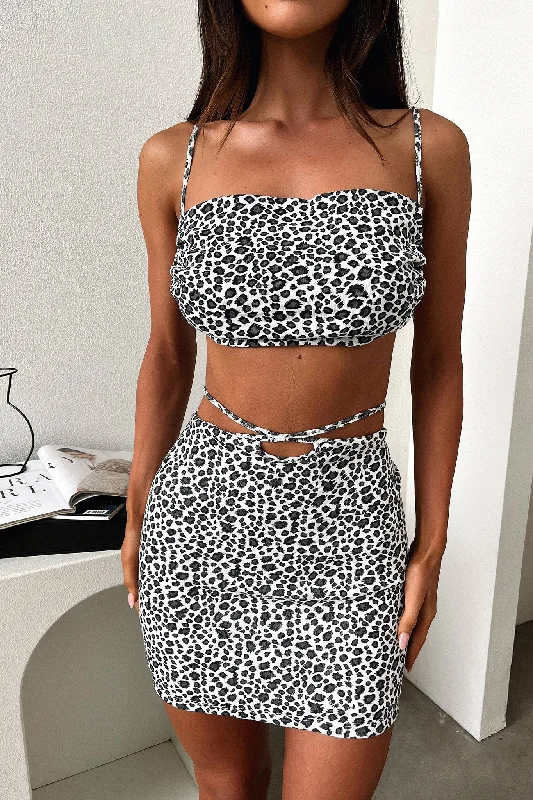 Hovey Skirt - Black / White Cheetah low waist skirt