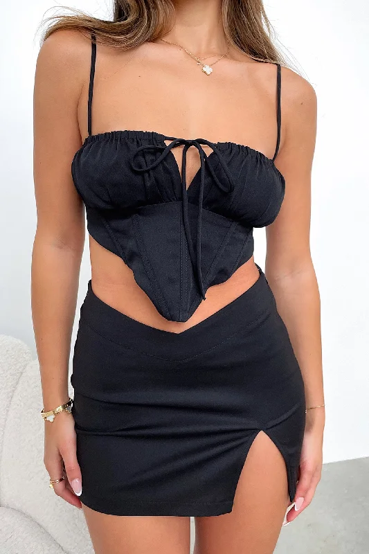 Indica Mini Skirt - Black cashmere skirt fine
